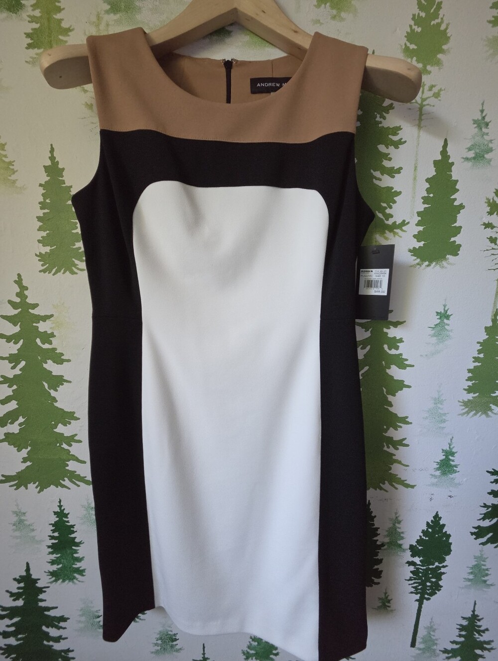 Andrew Marc Camel Colorblock Tank Midi Dress